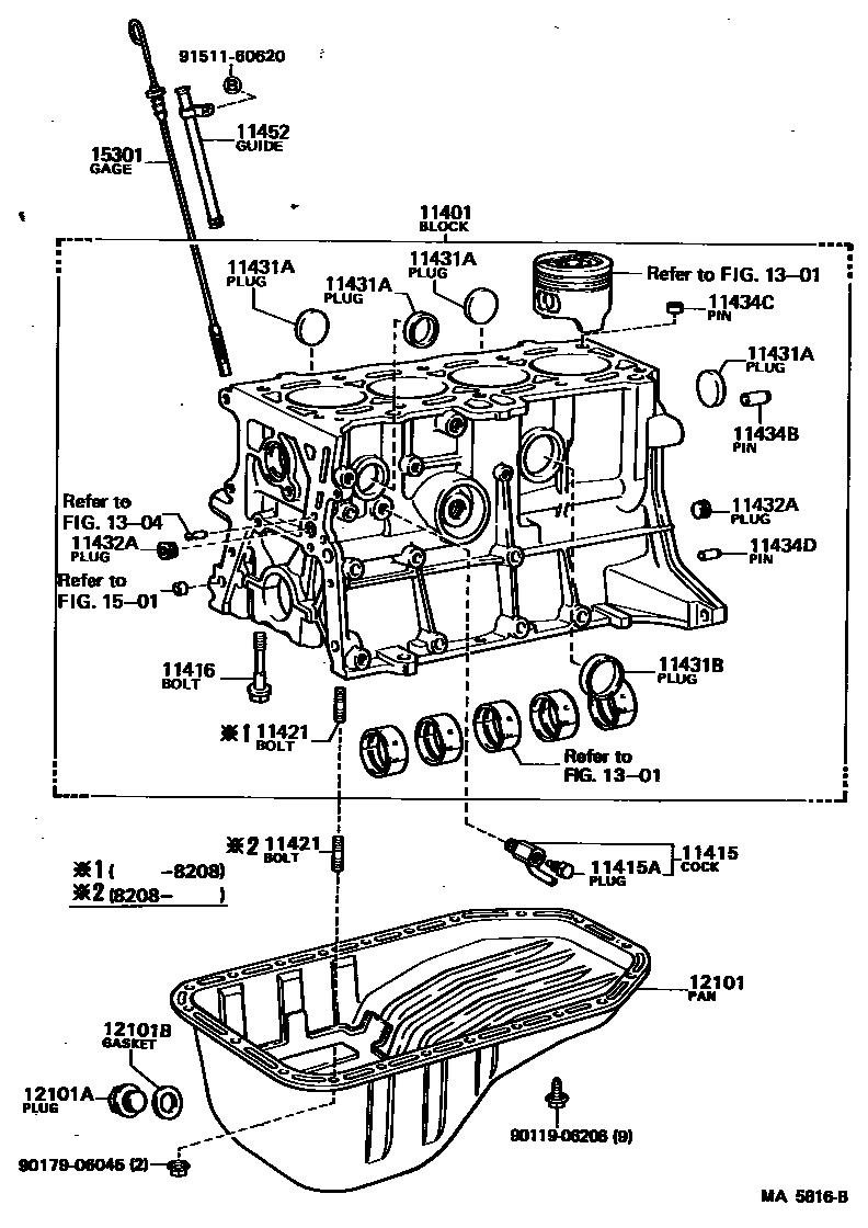 Toyota COROLLA Cylinder Block EPC diagram — MA5816B