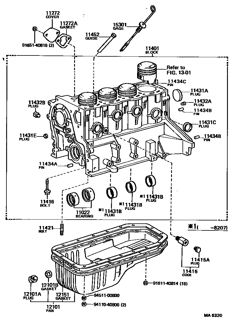 Toyota COROLLA Cylinder Block EPC diagram — MA6320