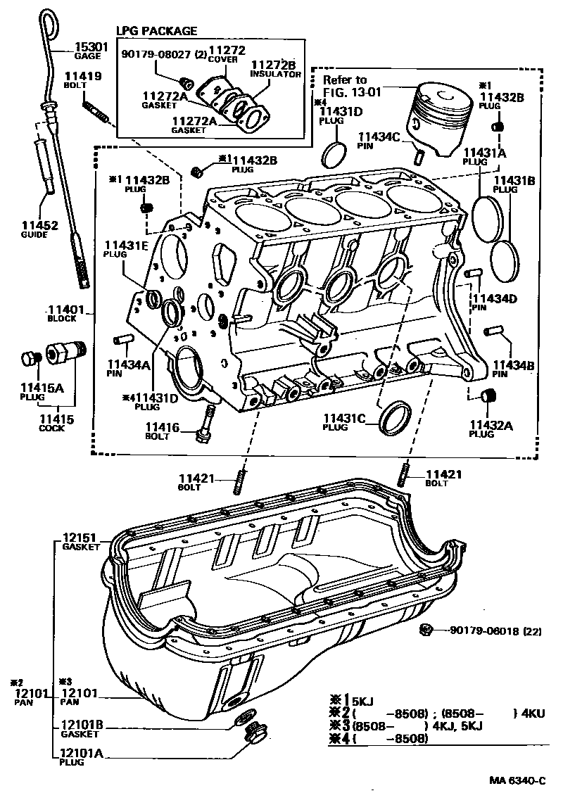 Toyota COROLLA Cylinder Block EPC diagram — MA6340C