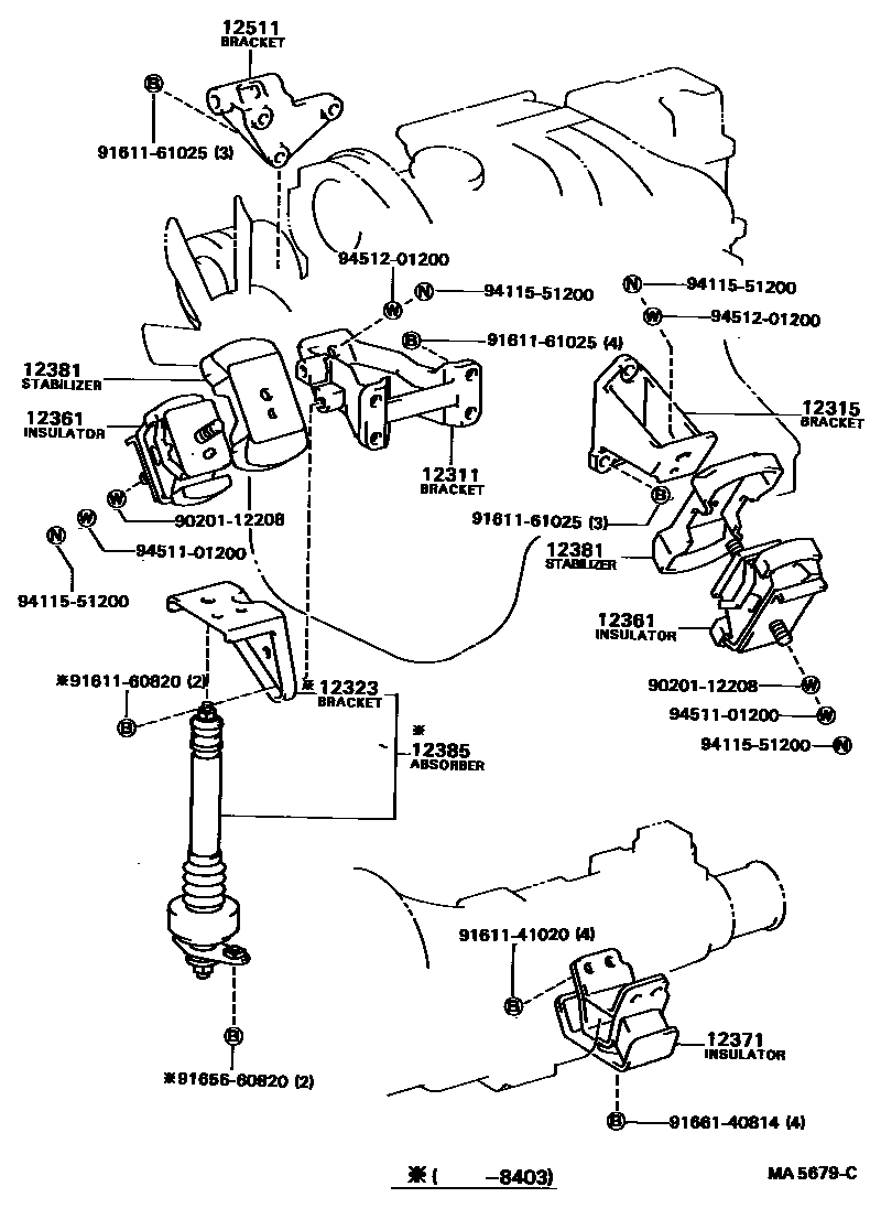 Toyota COROLLA Engine Mounting EPC diagram — MA5679C