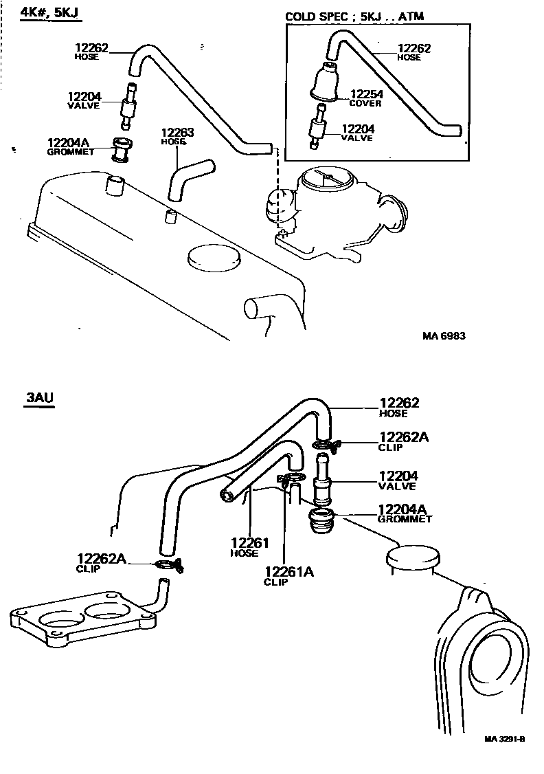 Toyota COROLLA Ventilation Hose EPC diagram — AS0097B