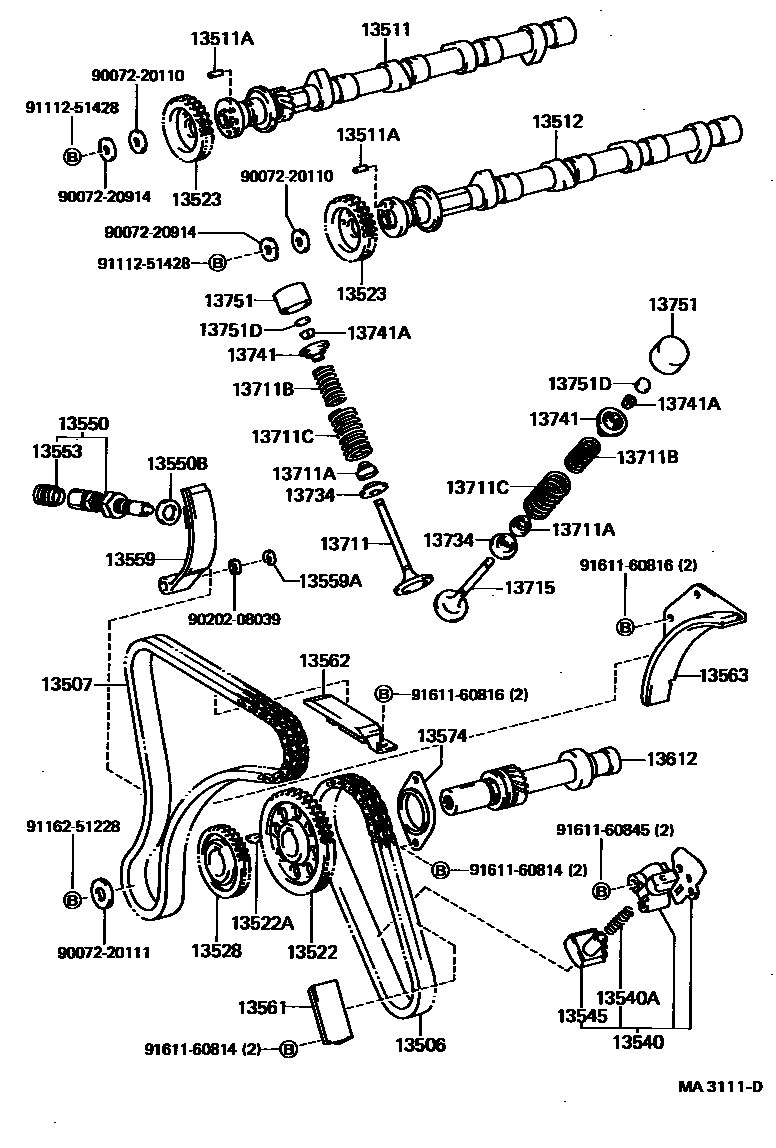 Toyota COROLLA Camshaft & Valve EPC diagram — MA3111D