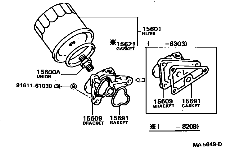 Toyota COROLLA Oil Filter EPC diagram — MA5649D