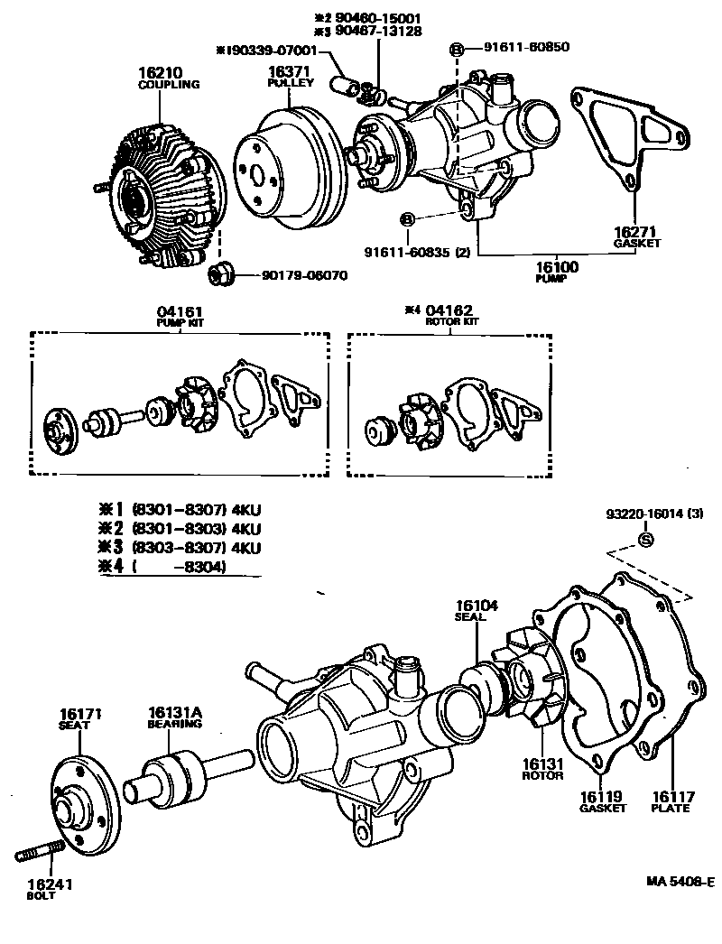 Toyota COROLLA Water Pump EPC diagram — MA5408E