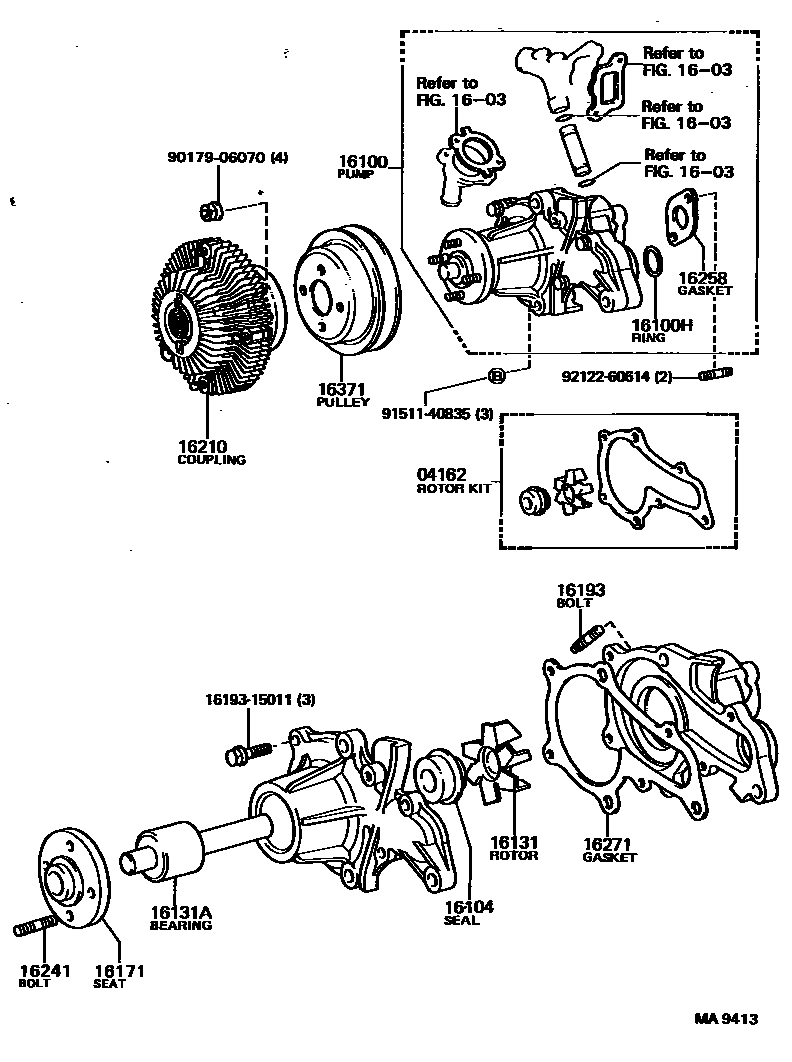 Toyota COROLLA Water Pump EPC diagram — MA9413