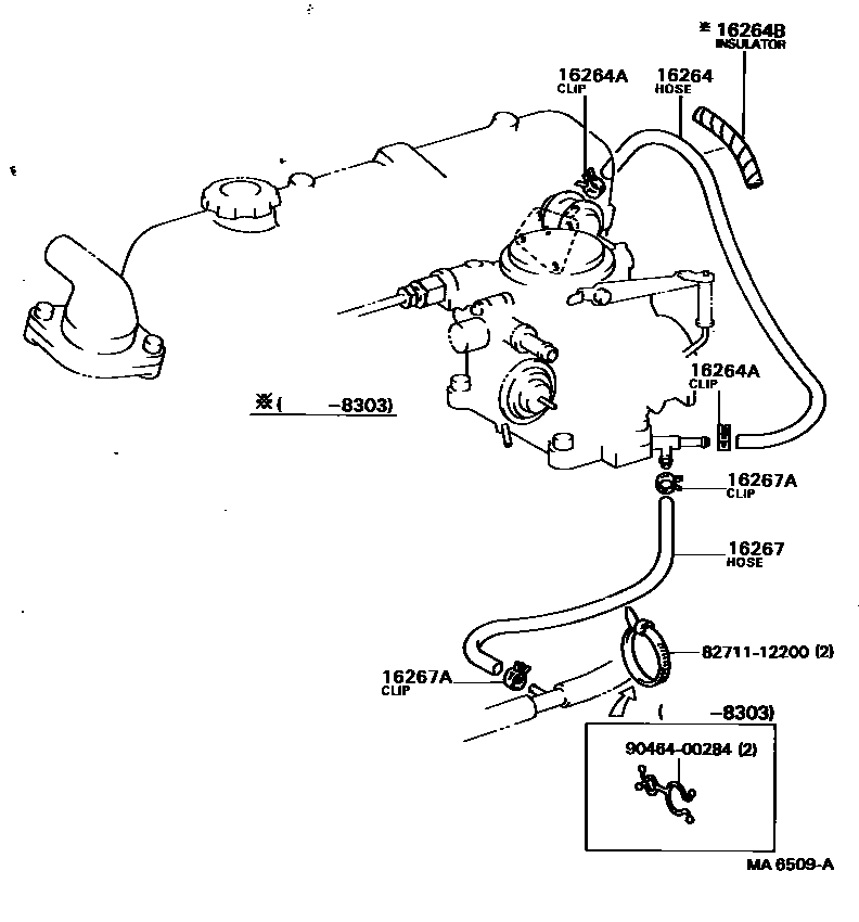 Toyota COROLLA RADIATOR & WATER OUTLET EPC diagram — MA6509A