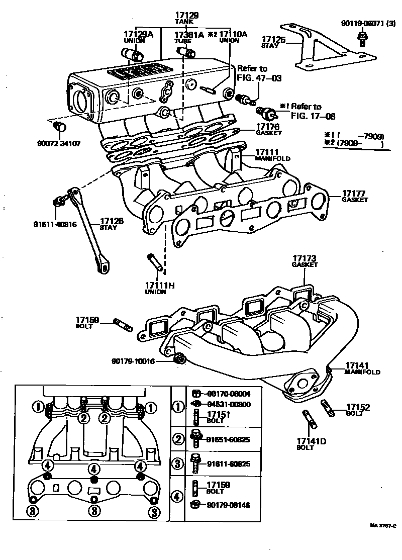 Toyota COROLLA Manifold EPC diagram — MA3767C