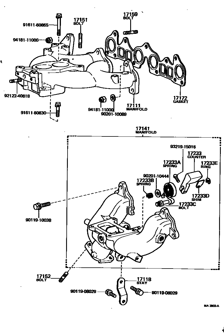 Toyota COROLLA Manifold EPC diagram — MA3803A