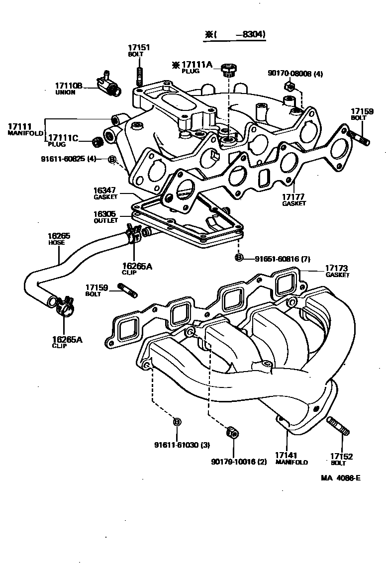 Toyota COROLLA Manifold EPC diagram — MA4086E