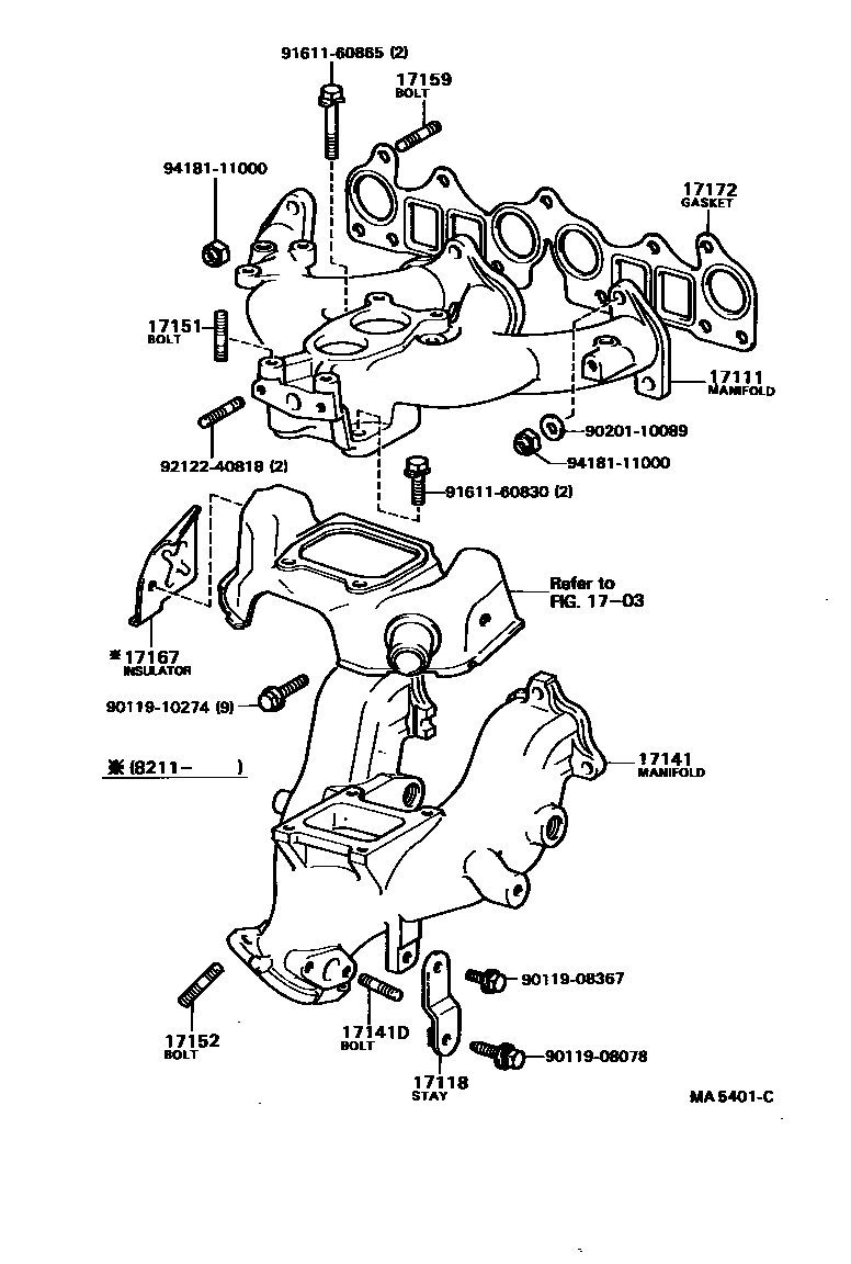 Toyota COROLLA Manifold EPC diagram — MA5401C