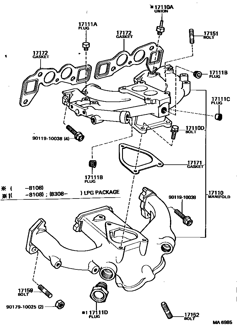 Toyota COROLLA Manifold EPC diagram — MA6985