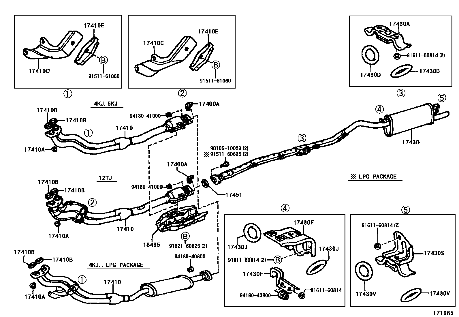 Toyota COROLLA Exhaust Pipe EPC diagram — 171965