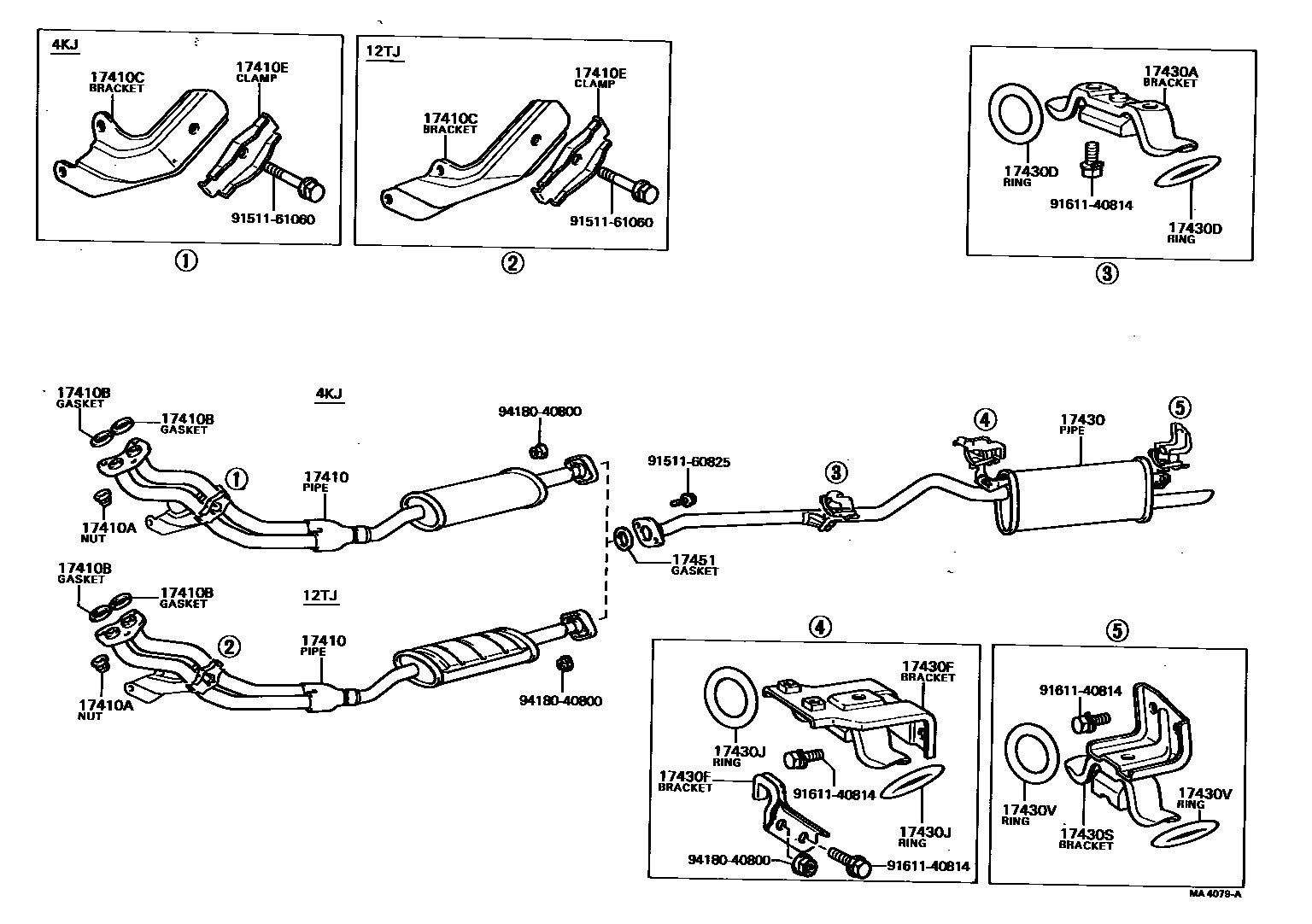Toyota COROLLA Exhaust Pipe EPC diagram — MA4079A