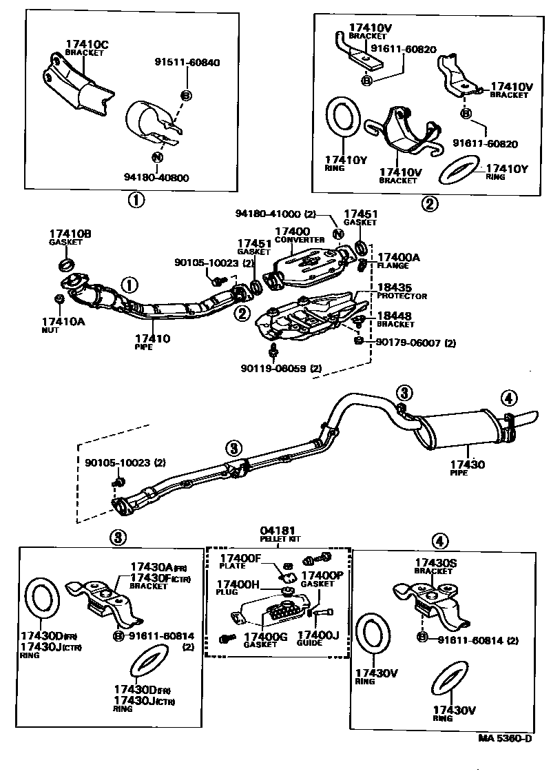 Toyota COROLLA Exhaust Pipe EPC diagram — MA5360D