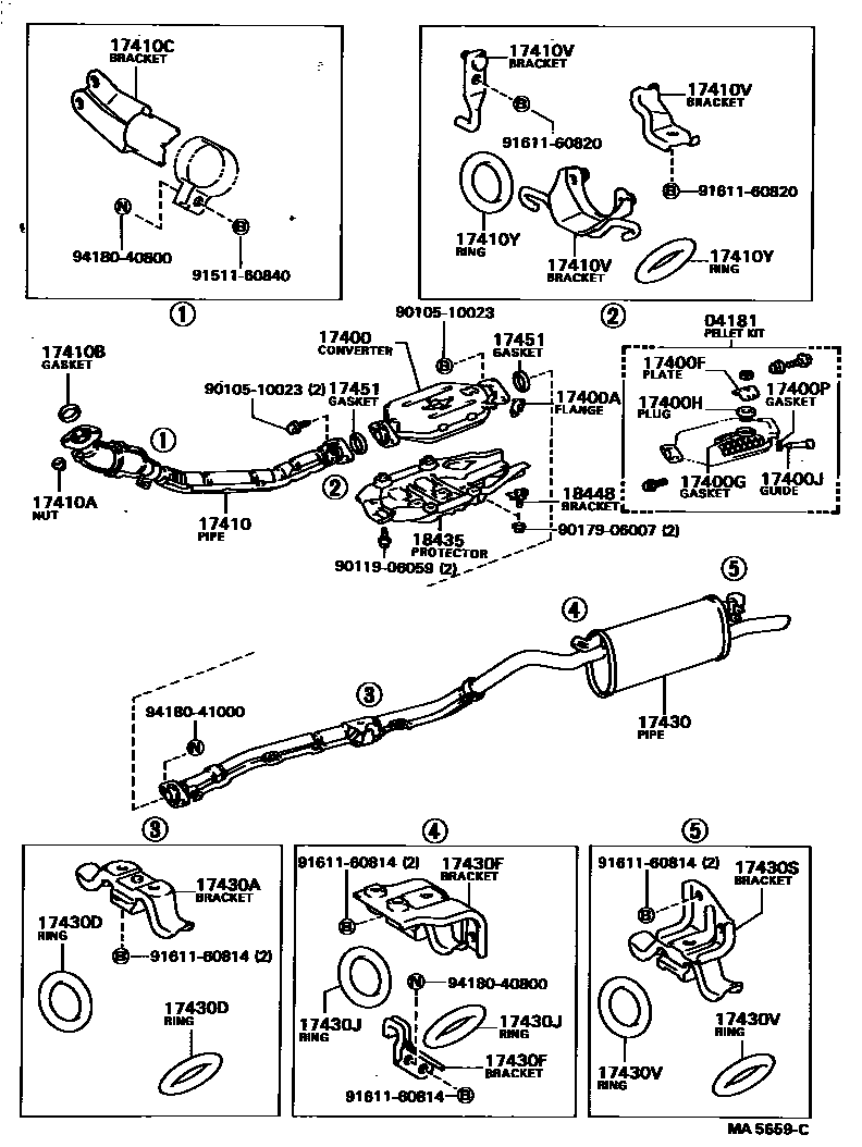 Toyota COROLLA Exhaust Pipe EPC diagram — MA5659C