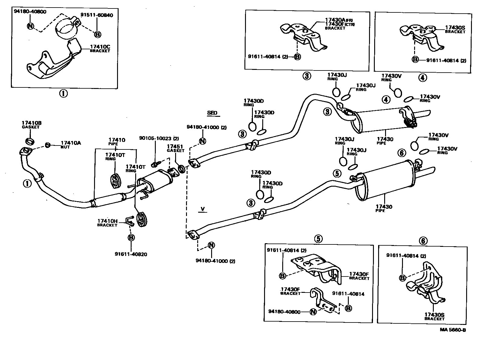 Toyota COROLLA Exhaust Pipe EPC diagram — MA5660B