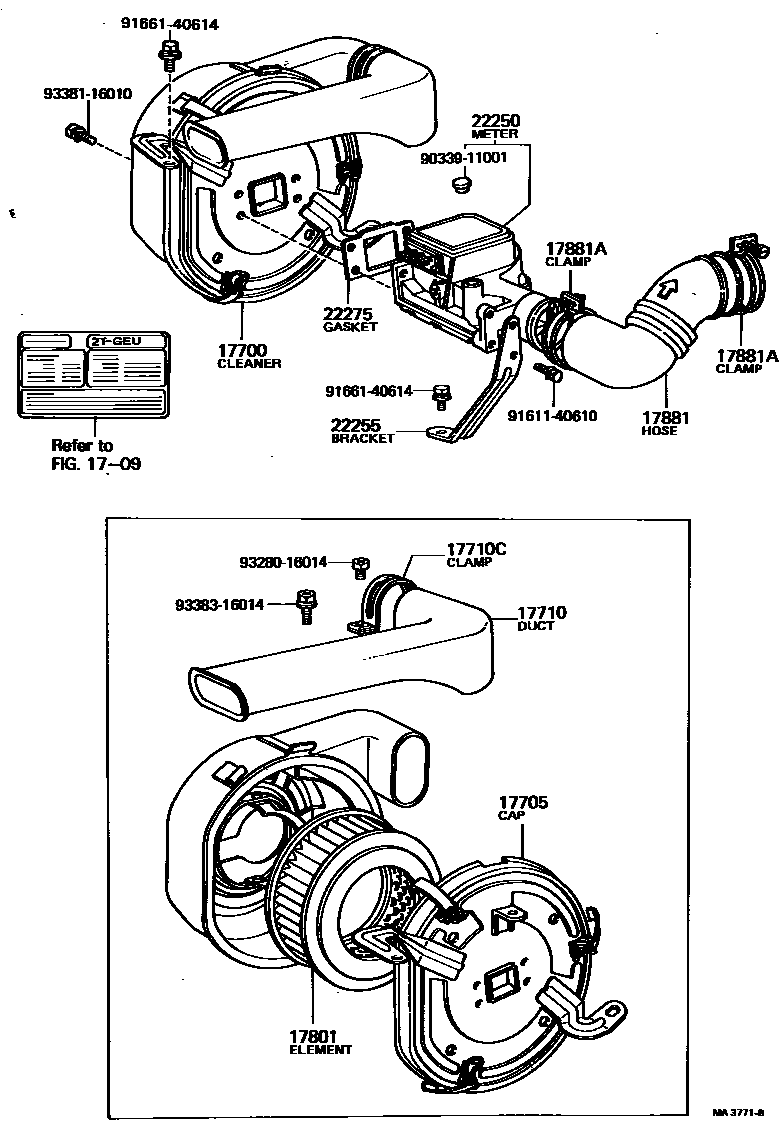 Toyota COROLLA Air Cleaner EPC diagram — MA3771B