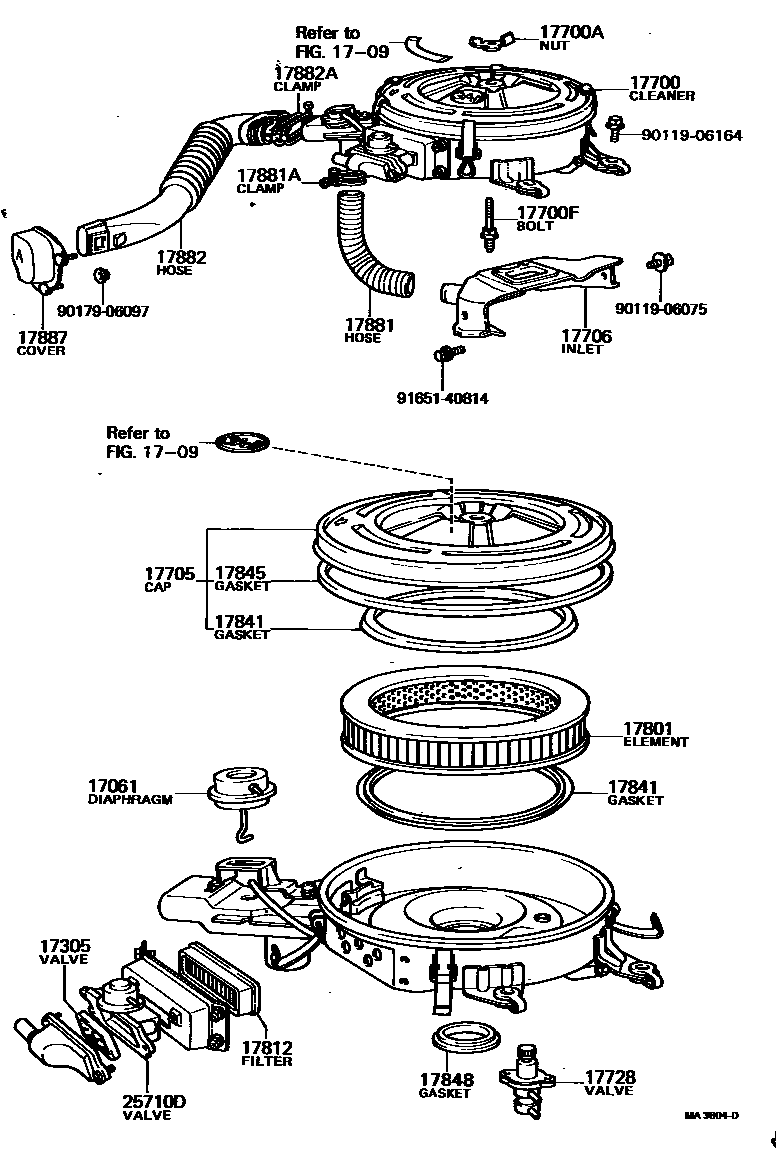 Toyota COROLLA Air Cleaner EPC diagram — MA3804D