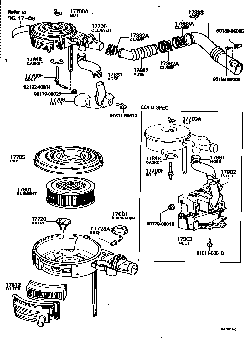 Toyota COROLLA Air Cleaner EPC diagram — MA3853C