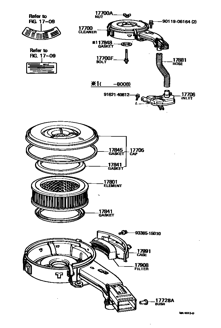 Toyota COROLLA Air Cleaner EPC diagram — MA4013D