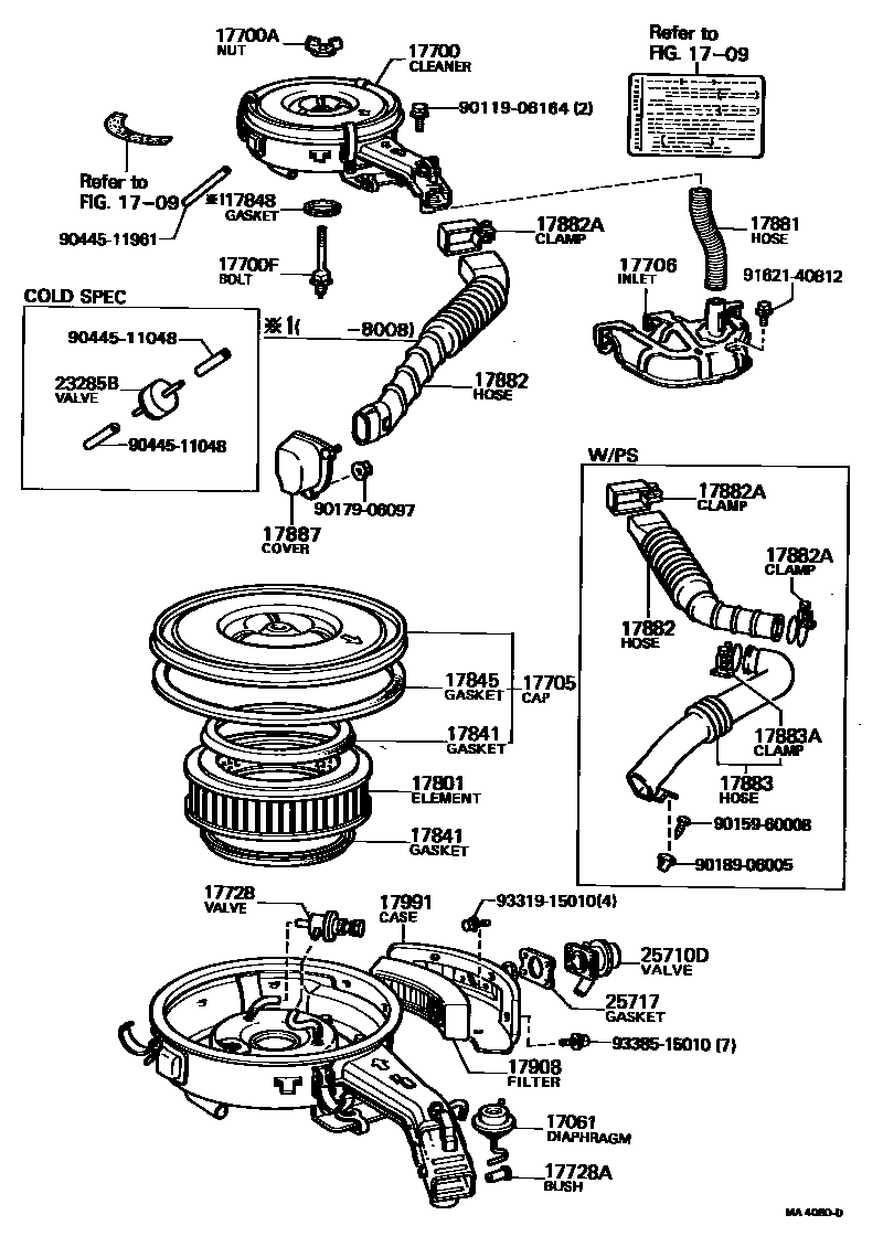 Toyota COROLLA Air Cleaner EPC diagram — MA4080D