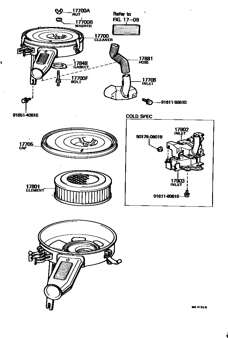 Toyota COROLLA Air Cleaner EPC diagram — MA4132B