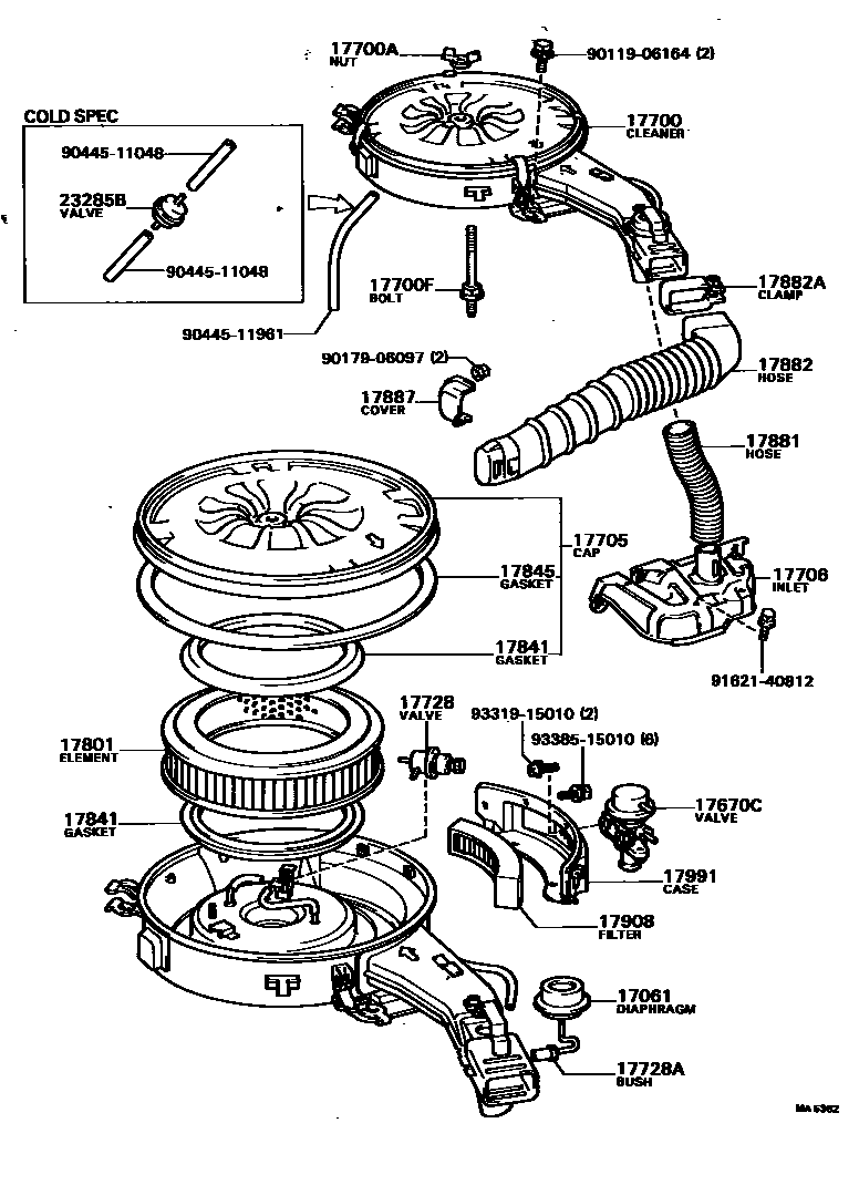 Toyota COROLLA Air Cleaner EPC diagram — MA5362