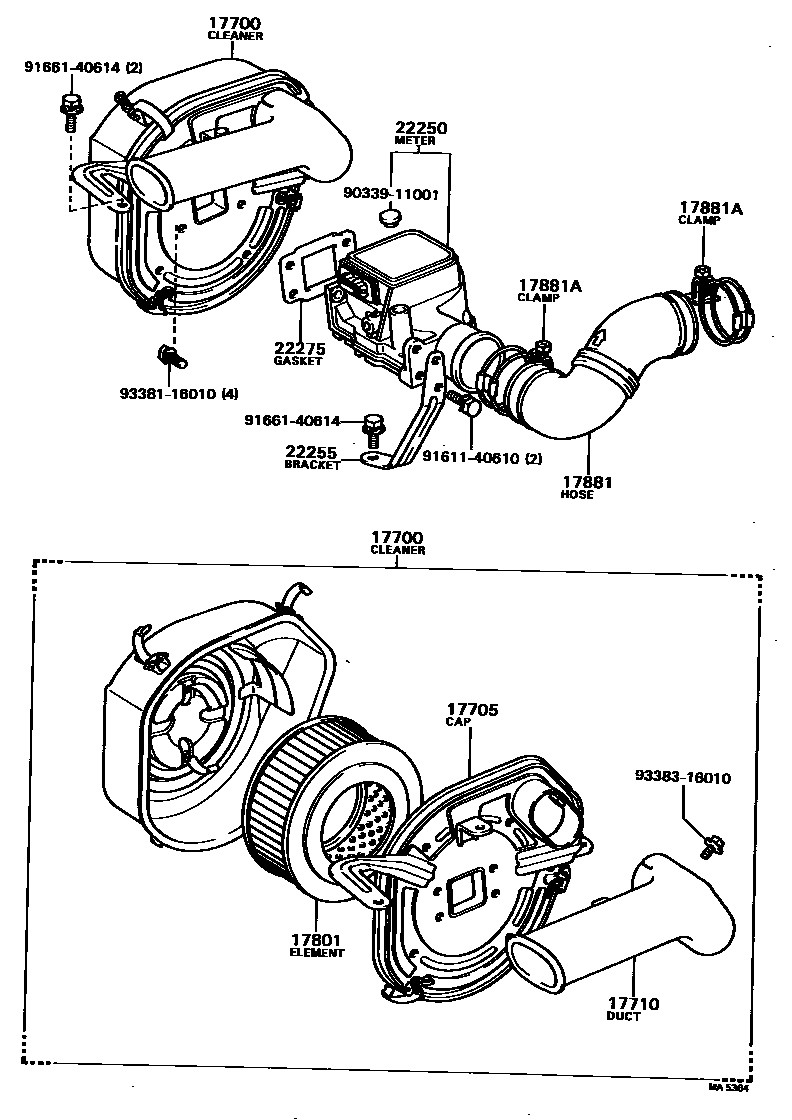 Toyota COROLLA Air Cleaner EPC diagram — MA5364