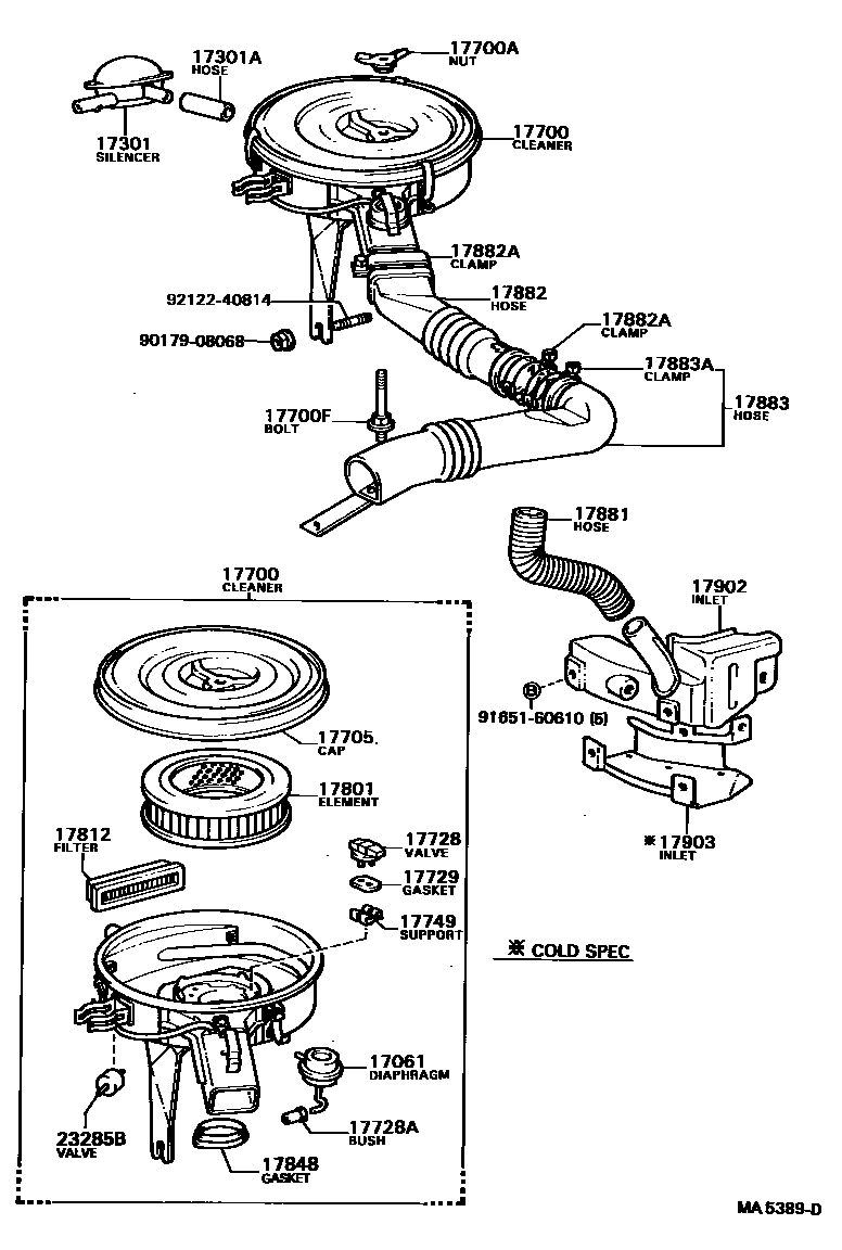 Toyota COROLLA Air Cleaner EPC diagram — MA5389D
