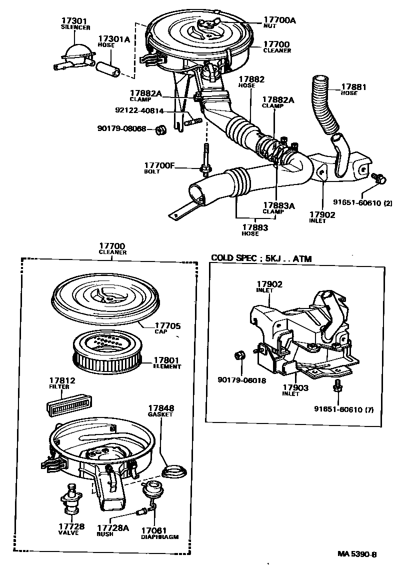 Toyota COROLLA Air Cleaner EPC diagram — MA5390B