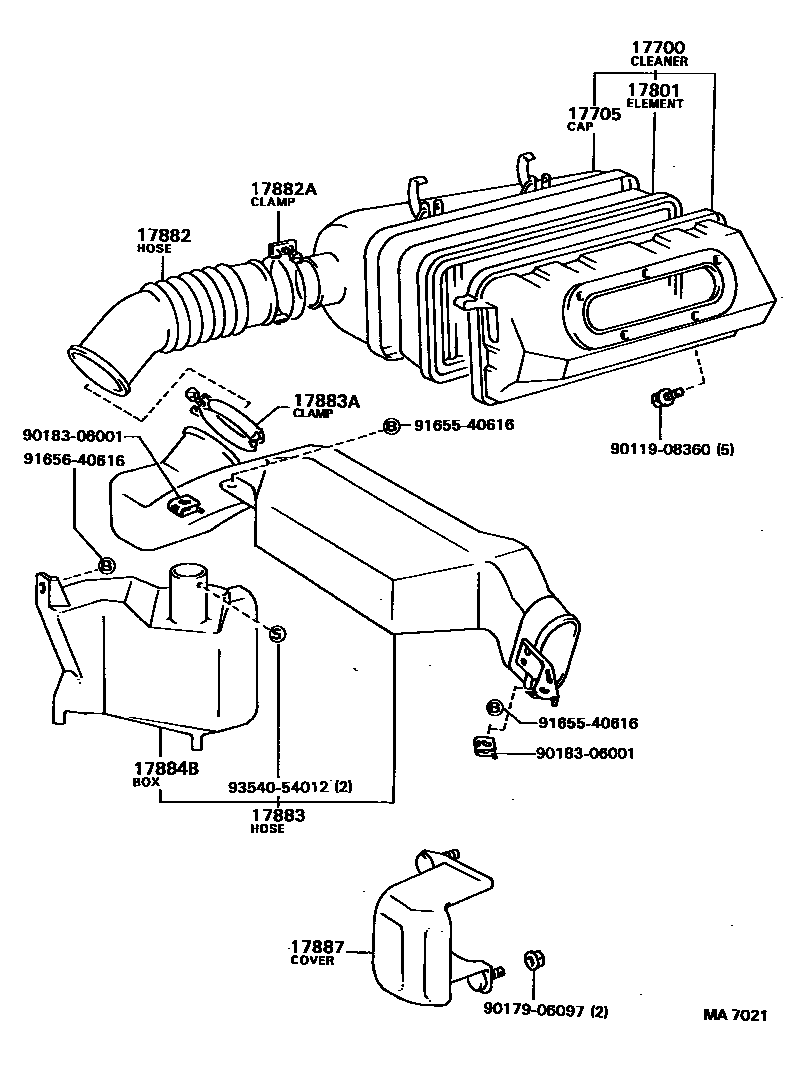 Toyota COROLLA Air Cleaner EPC diagram — MA7021