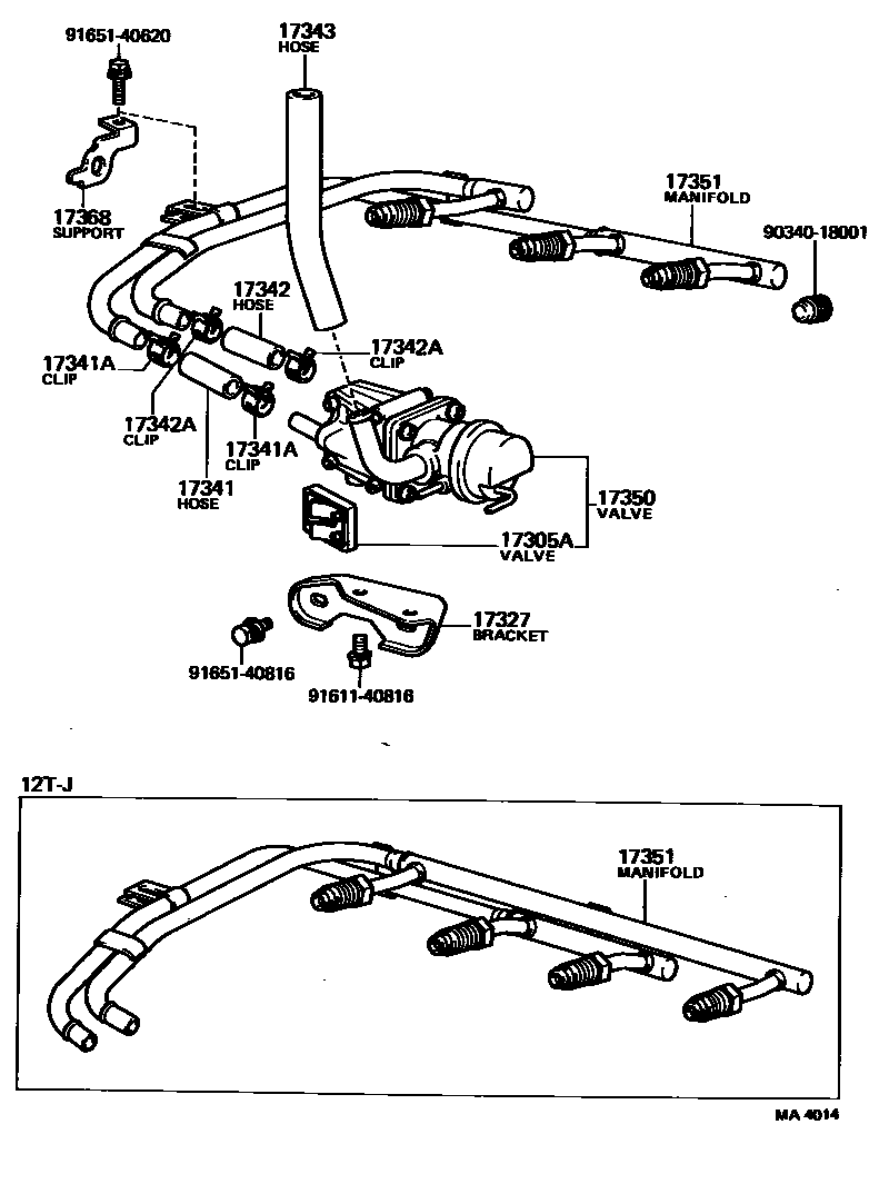 Toyota COROLLA 歧管喷气系统 EPC diagram — MA4014