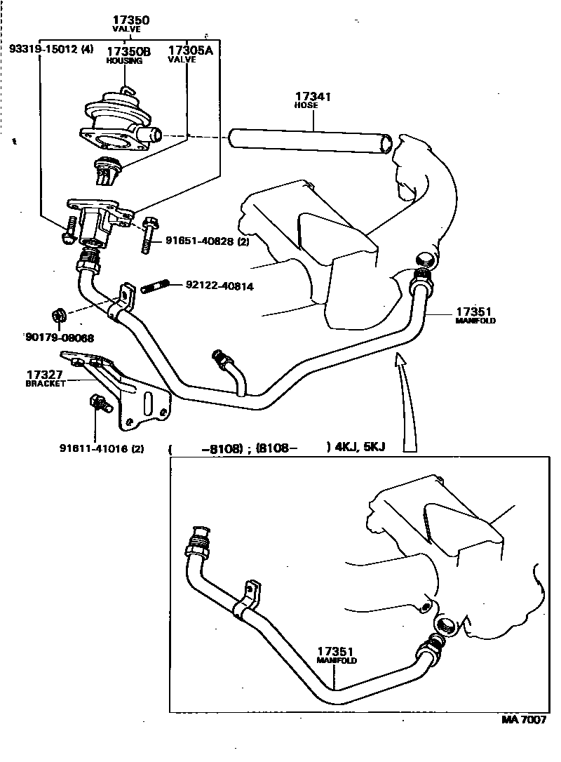 Toyota COROLLA 歧管喷气系统 EPC diagram — MA7007