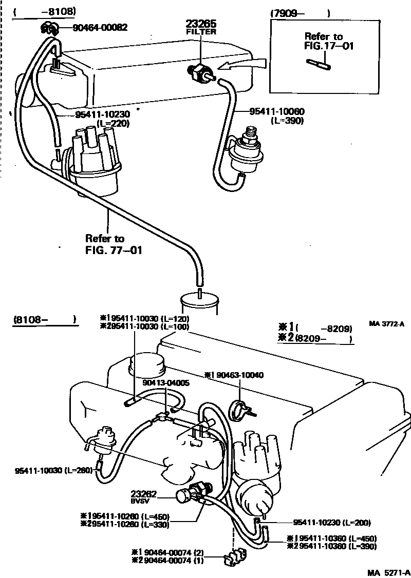 Toyota COROLLA vacuum tube EPC diagram — AS0285A