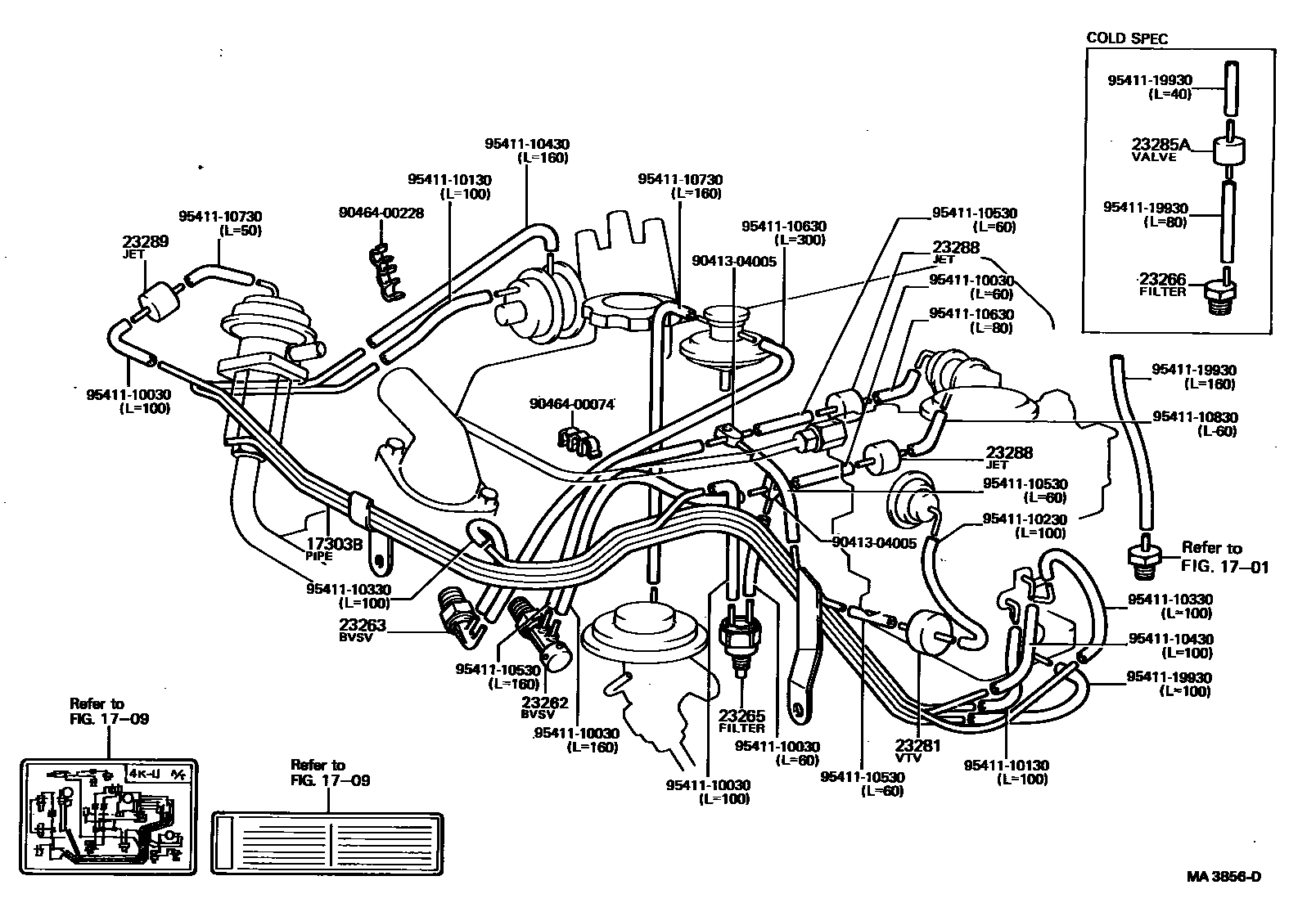 Toyota COROLLA vacuum tube EPC diagram — MA3856D