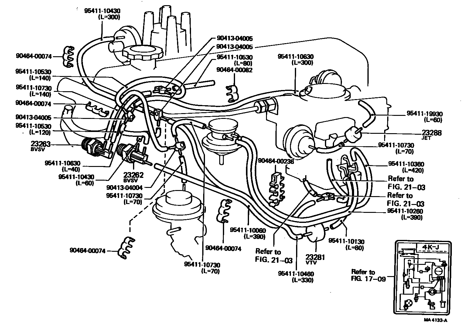 Toyota COROLLA vacuum tube EPC diagram — MA4133A
