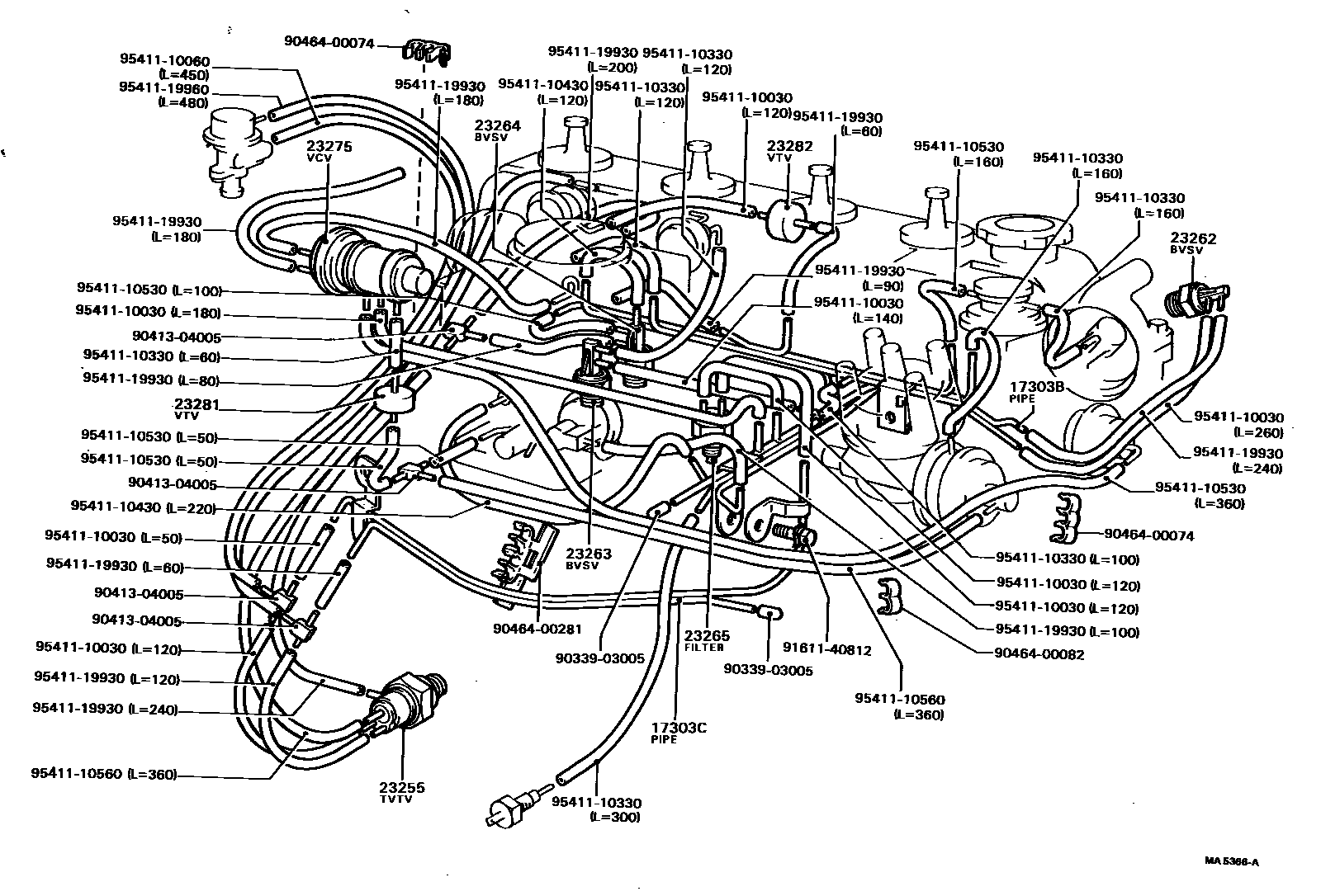 Toyota COROLLA vacuum tube EPC diagram — MA5366A
