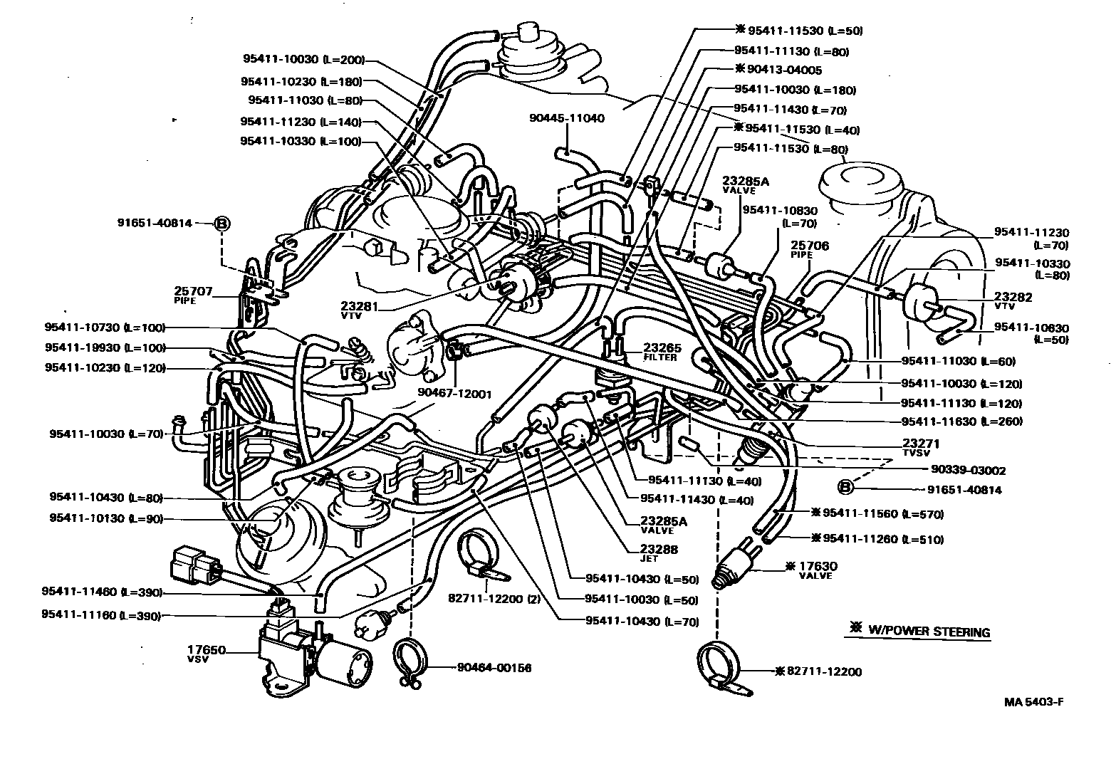 Toyota COROLLA vacuum tube EPC diagram — MA5403F