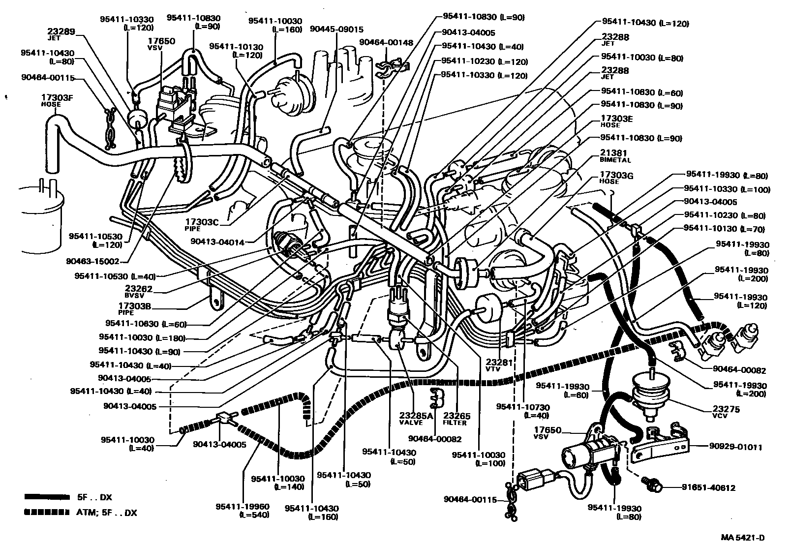 Toyota COROLLA vacuum tube EPC diagram — MA5421D