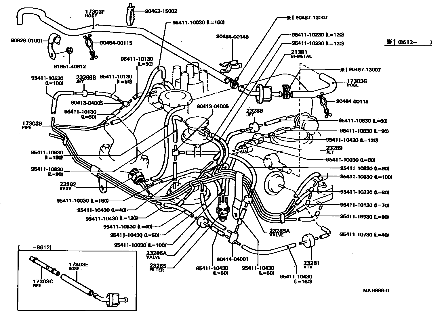 Toyota COROLLA vacuum tube EPC diagram — MA6986D
