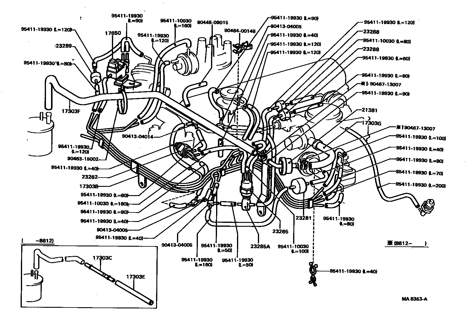 Toyota COROLLA vacuum tube EPC diagram — MA8353A