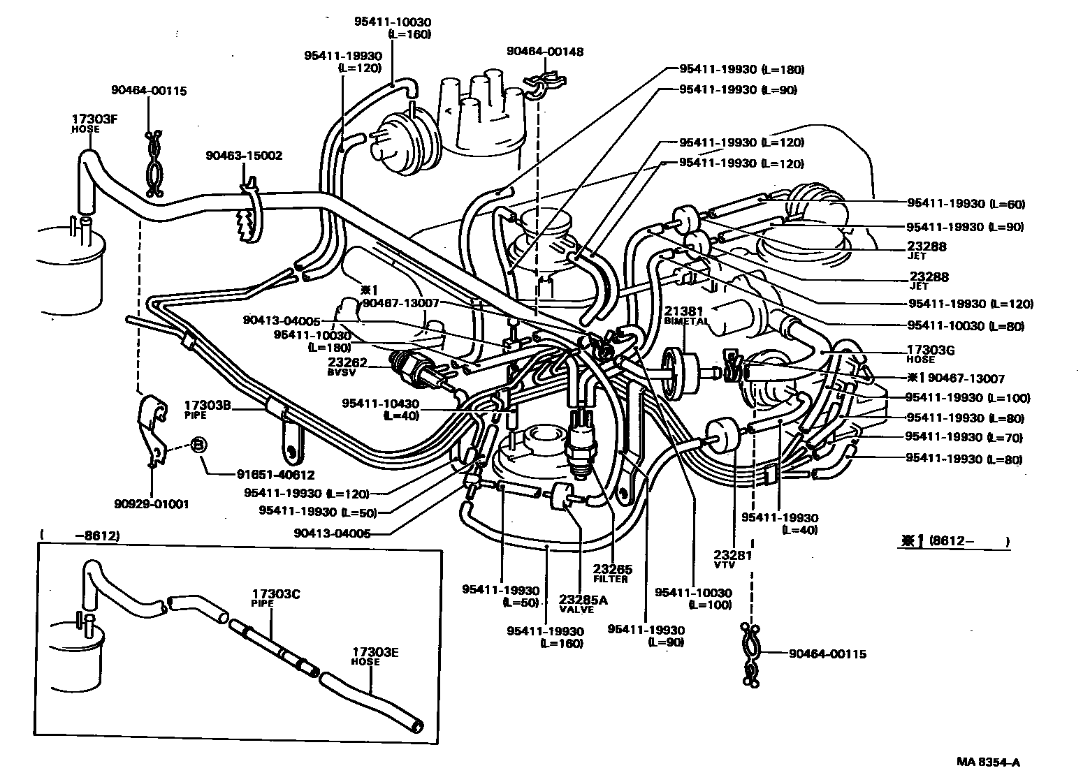 Toyota COROLLA vacuum tube EPC diagram — MA8354A