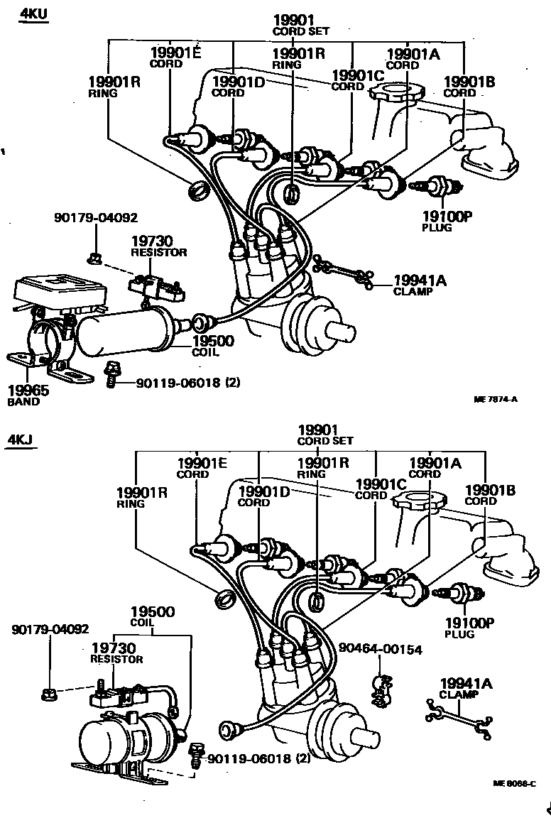 Toyota COROLLA 点火线圈和火花塞 EPC diagram — AS0101A