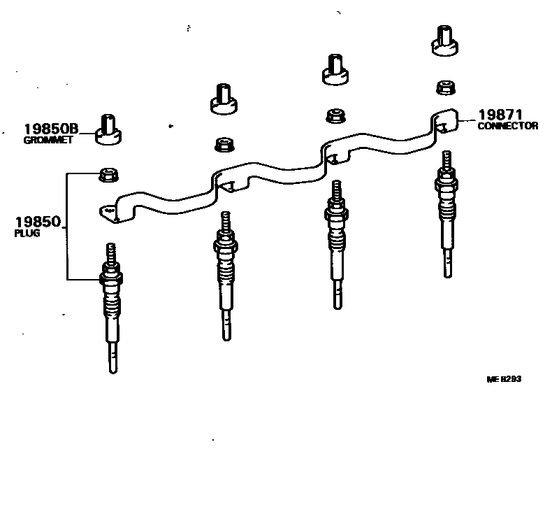 Toyota COROLLA 点火线圈和火花塞 EPC diagram — MEB293