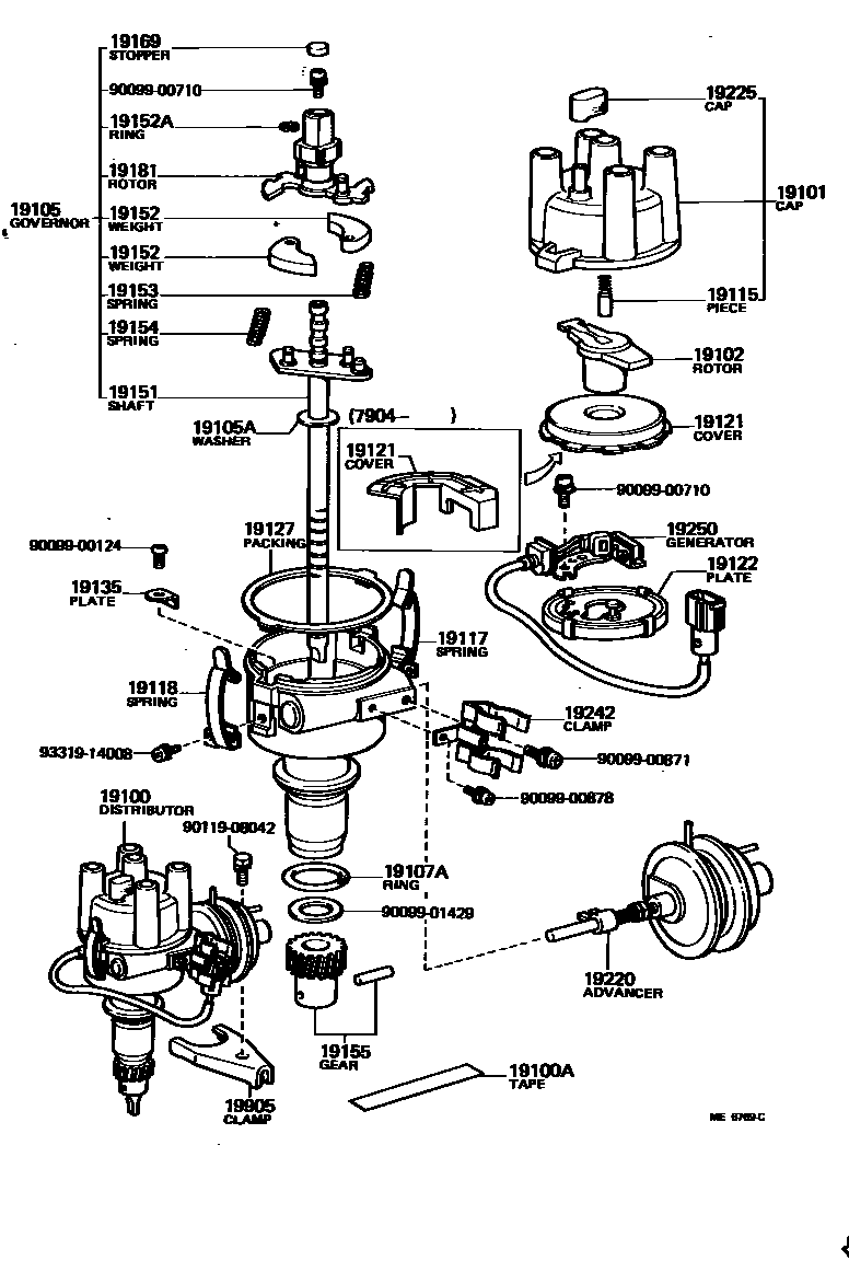 Toyota COROLLA 分电器 EPC diagram — ME6769C