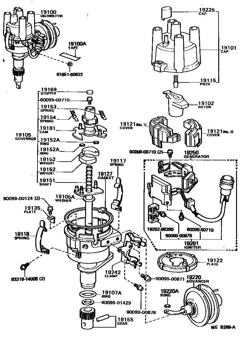Toyota COROLLA 分电器 EPC diagram — MEB289A
