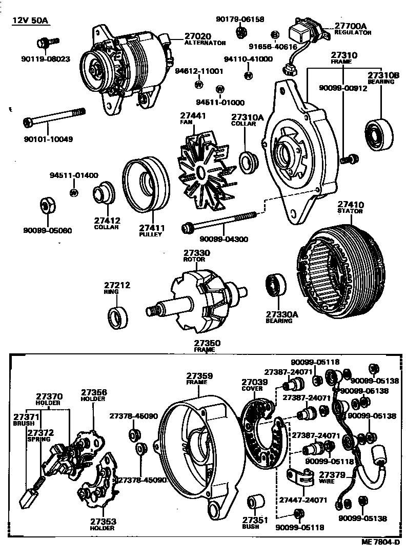Toyota COROLLA Alternator EPC diagram — ME7804D