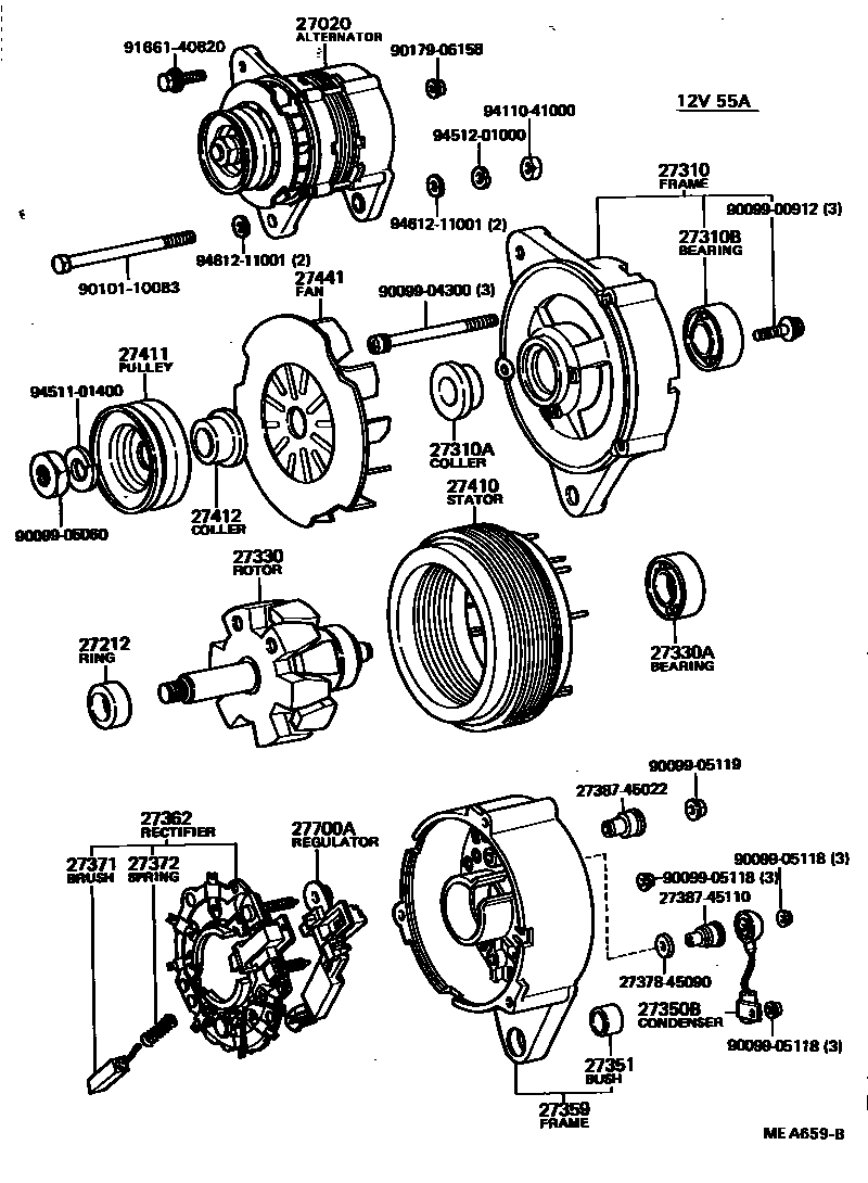Toyota COROLLA Alternator EPC diagram — MEA659B