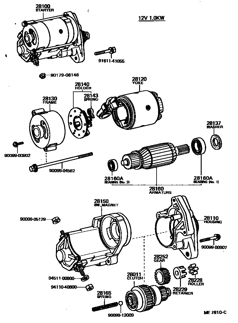 Toyota COROLLA 起动机 EPC diagram — ME7810C
