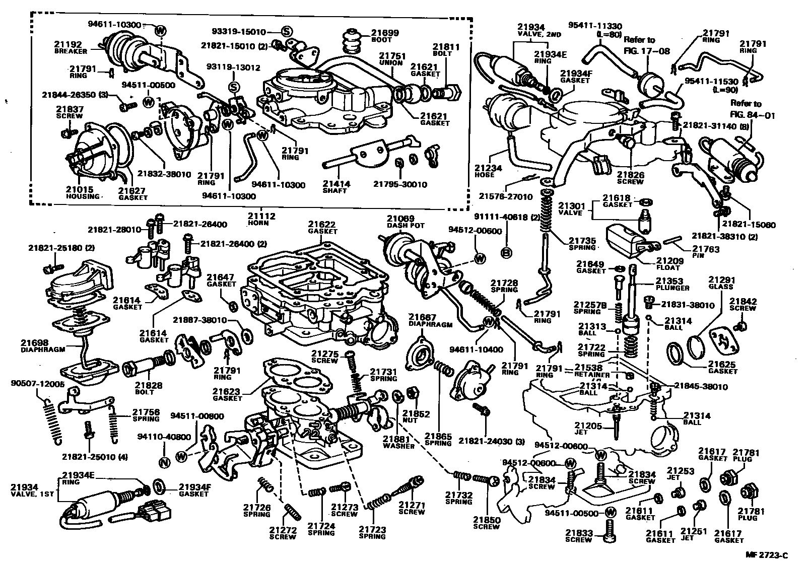 Toyota COROLLA 化油器 EPC diagram — MF2723C